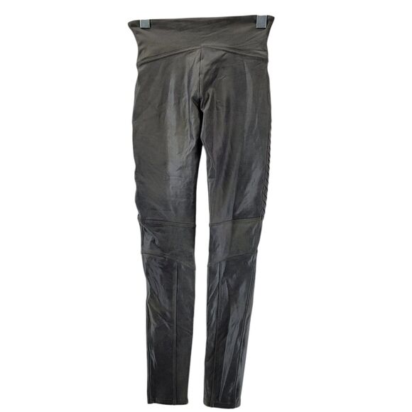 Spanx Faux Leather Moto Leggings Womens Small Gray Sexy City Coastal Compression - Picture 3 of 9